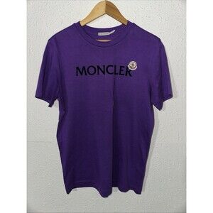 Moncler Flocked Chest Logo Cotton Short Sleeve T-Shirt Purple - Sm Retail $395